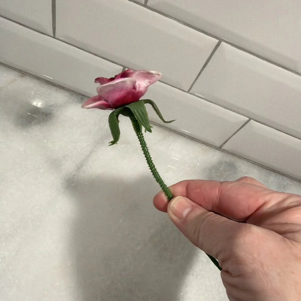 7 Vtg Porcelain‎ Roses Italian Pink Red Antique